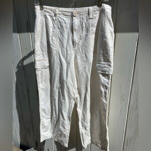 Sonoma White Linen/Cotton Women’s Cargo Pants Size 16